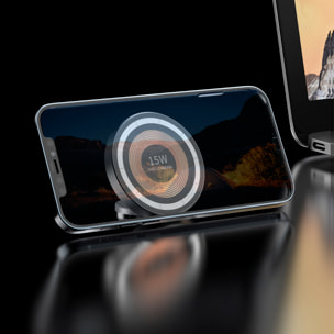 Base di ricarica pieghevole 2 in 1. Base Magsafe da 15 W e caricabatterie per Apple Watch. Funzione supporto.