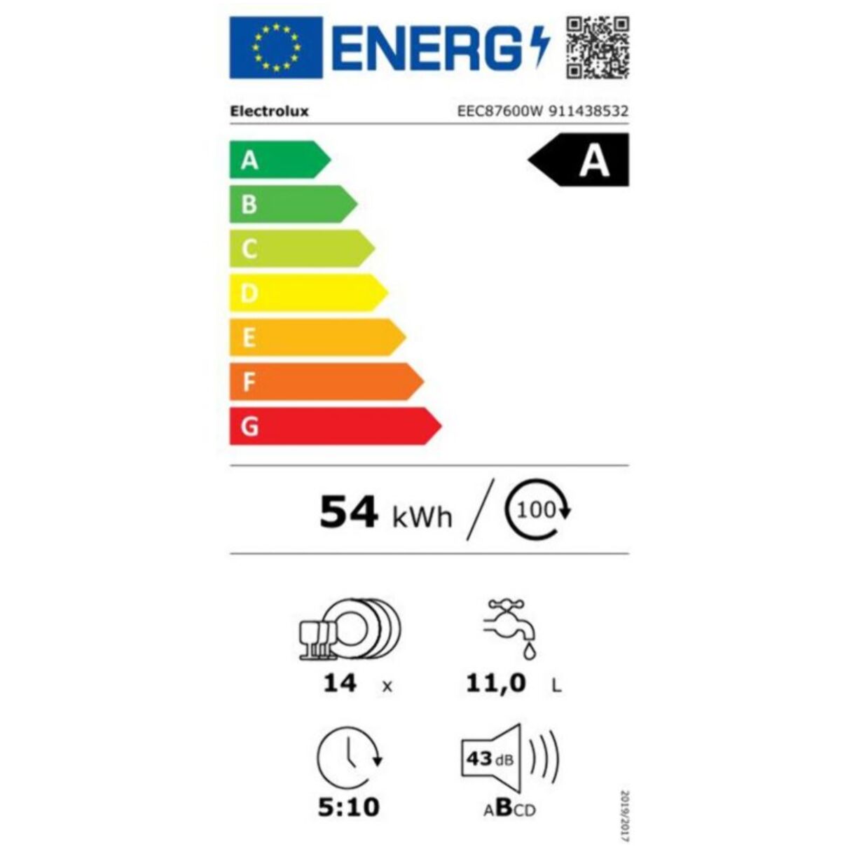 Lave vaisselle encastrable ELECTROLUX EEC87600W