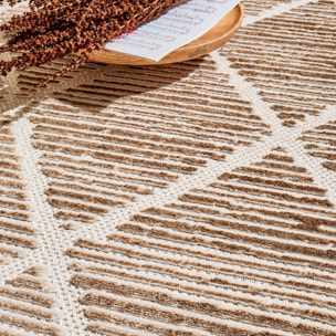 Tapis Loopin 321 beige - Motif en relief - Indoor & Outdoor