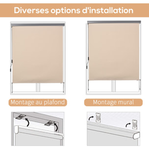 Store extérieur enrouleur vertical 1,6L x 2,5H m - manivelle - alu polyester haute densité 280 g/m² anti-UV50+ beige