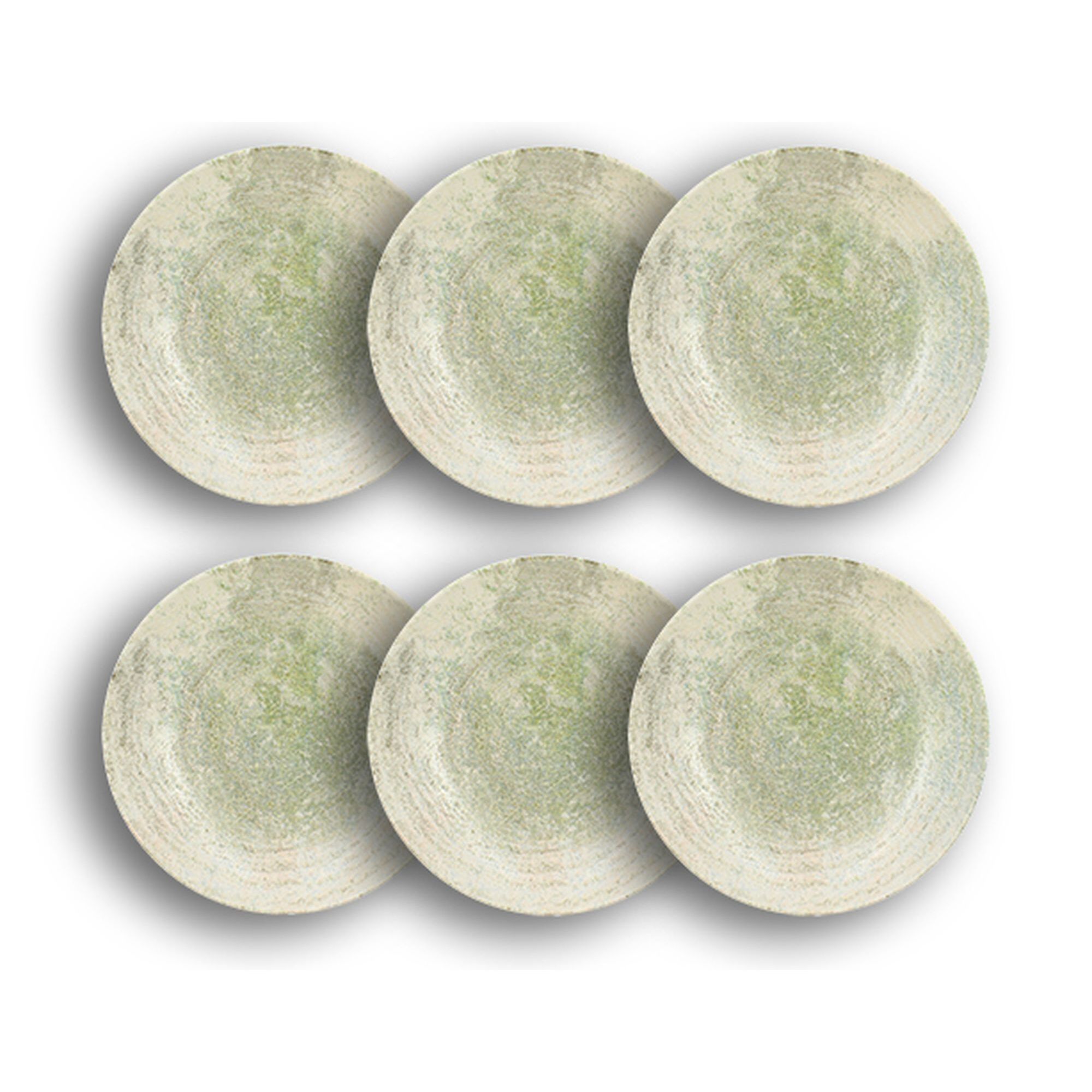 Lot de 6 assiettes creuses en porcelaine verte 23cm NATURA