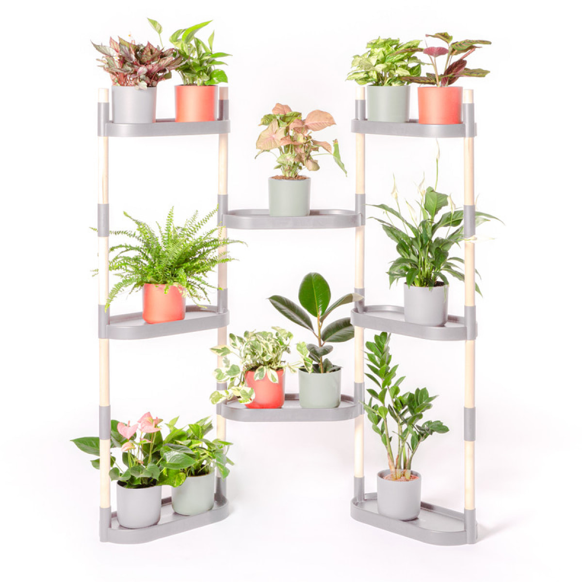 Estantería para plantas modular y personalizable ; color blanco; 8 bandejas