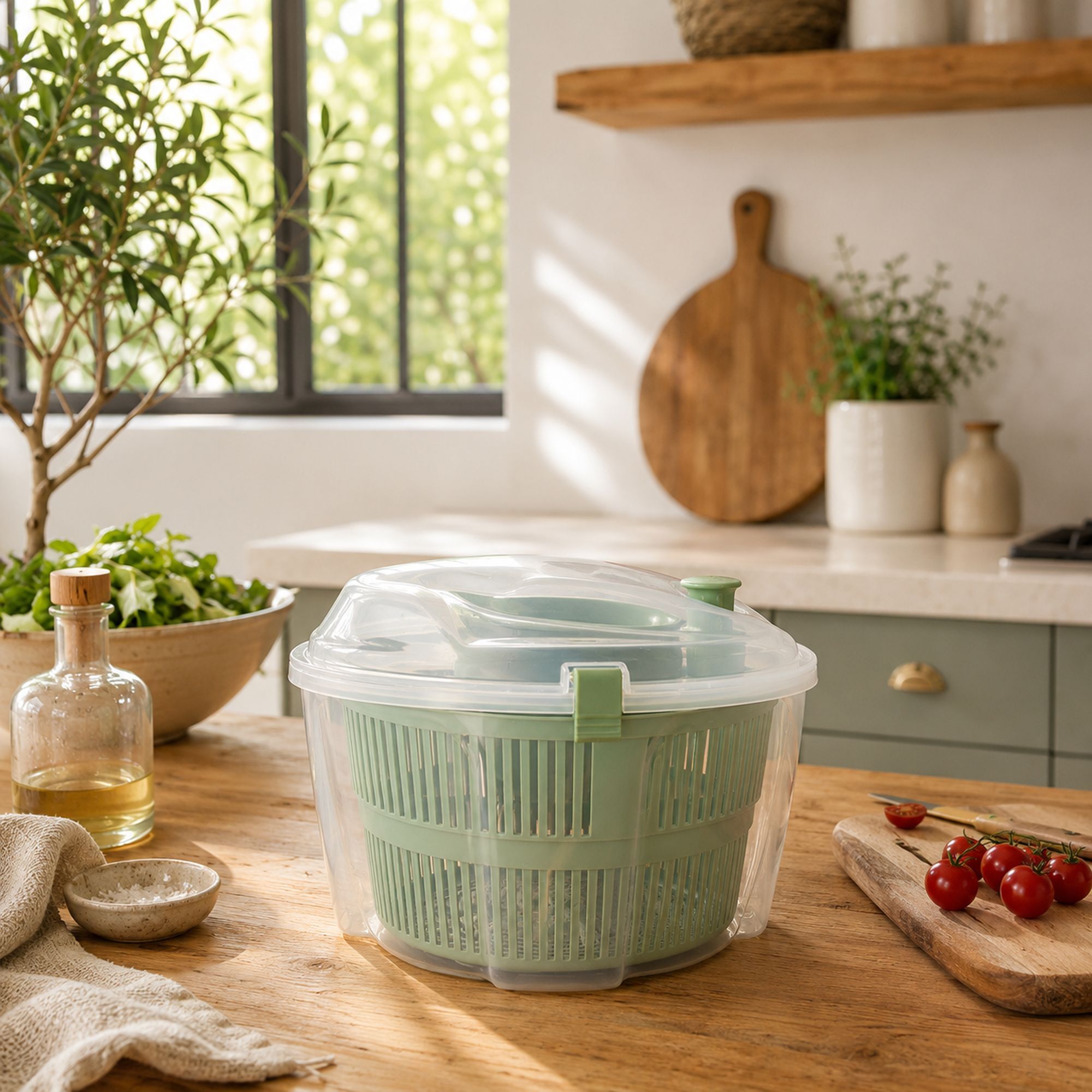 Essoreuse à salade en plastique verte