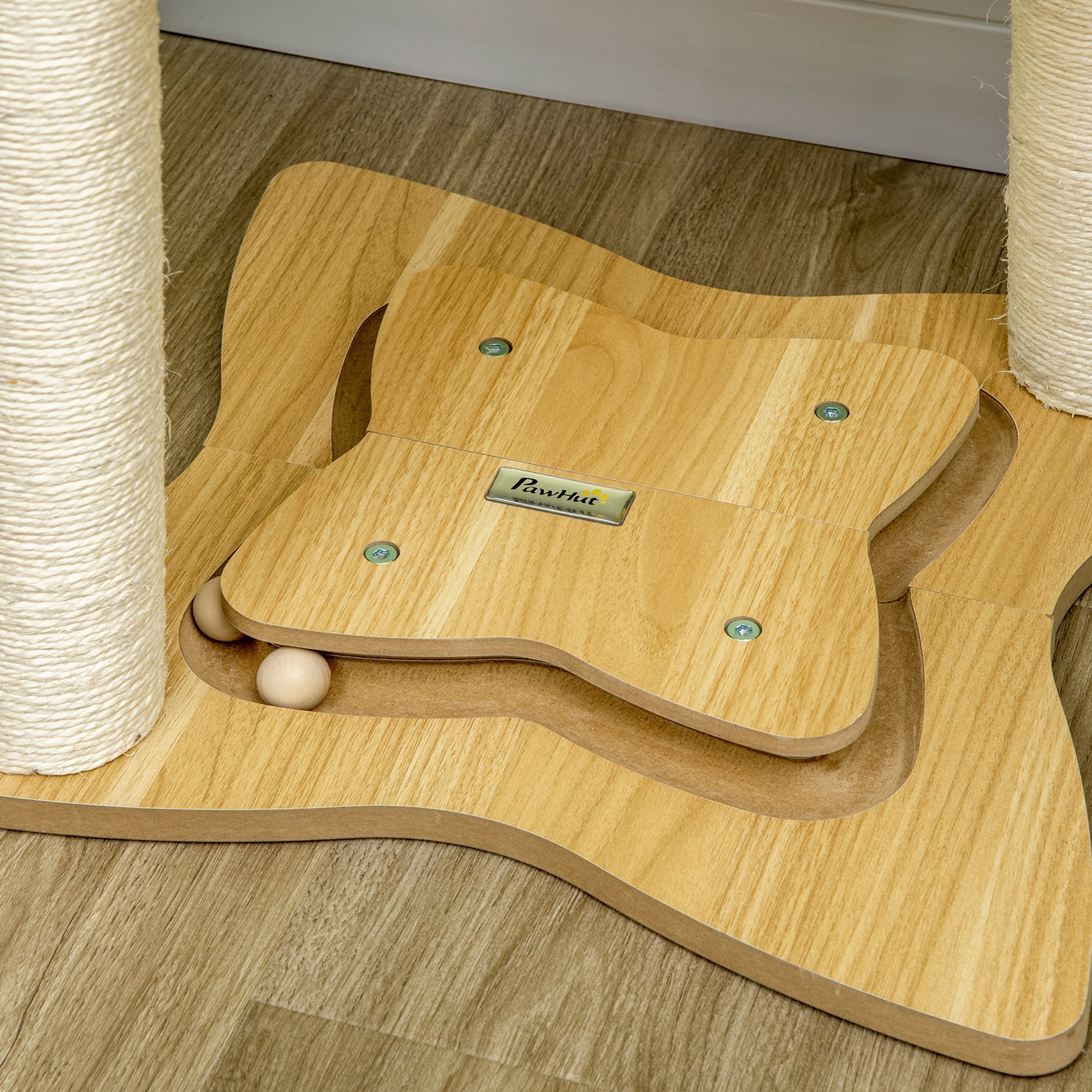 árbol Rascador para Gatos Altura 90 cm con Hamaca Postes de Sisal y Bolas Juegos