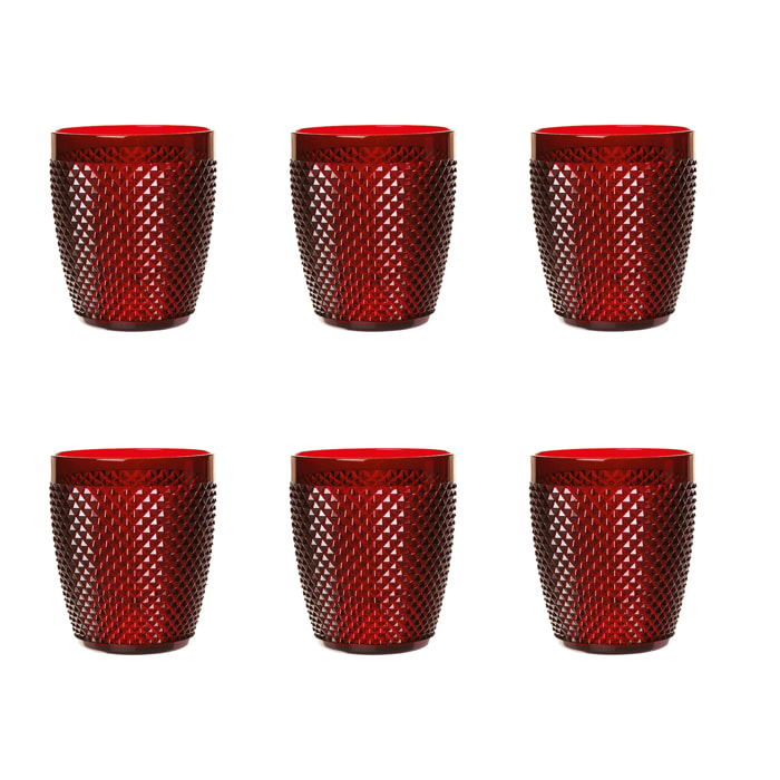 Set 6 Bicchieri Excelsa – Diamond, Plastica Rosso 40 cl