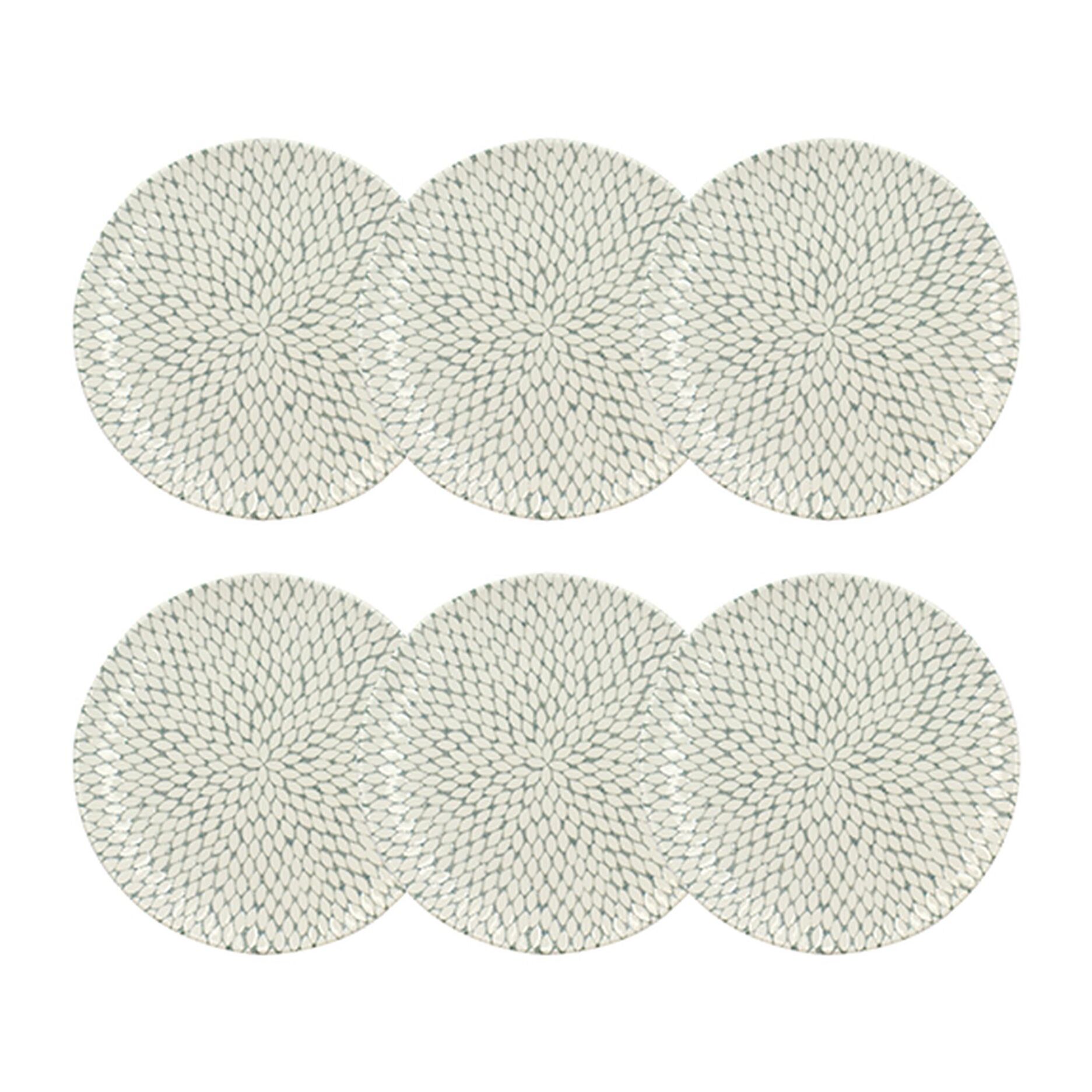 Lot de 6 assiettes plates à motif en porcelaine 27cm JASMIN