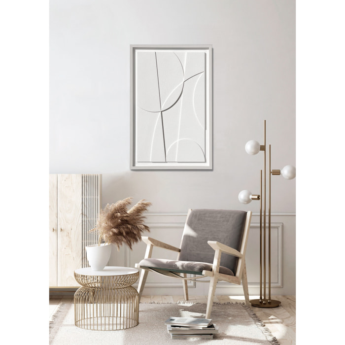 Cuadro Curves resina 3D texturizado abstracto blanco 90x60x4 cm