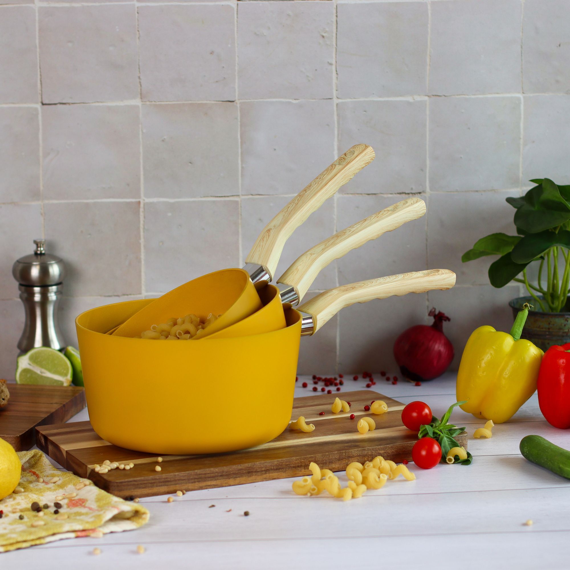 Casserole en revêtement céramique 18cm jaune - tous feux COLORAMA