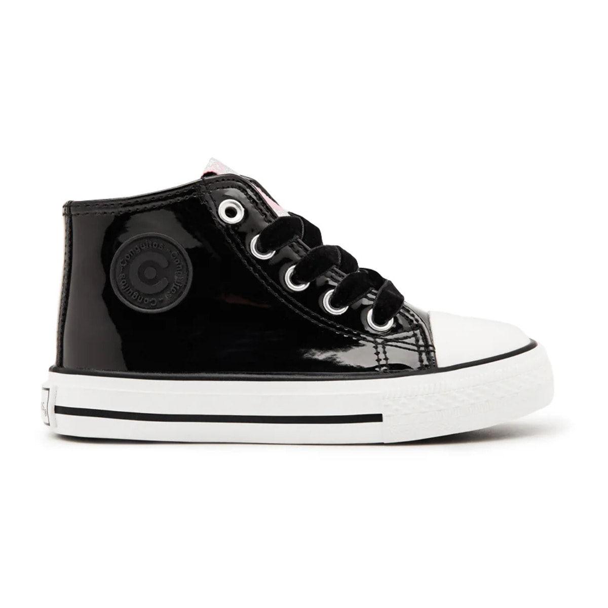 Zapatillas Altas Basic Charol Negro