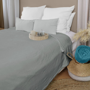 Couverture unie en molleton - Gris clair