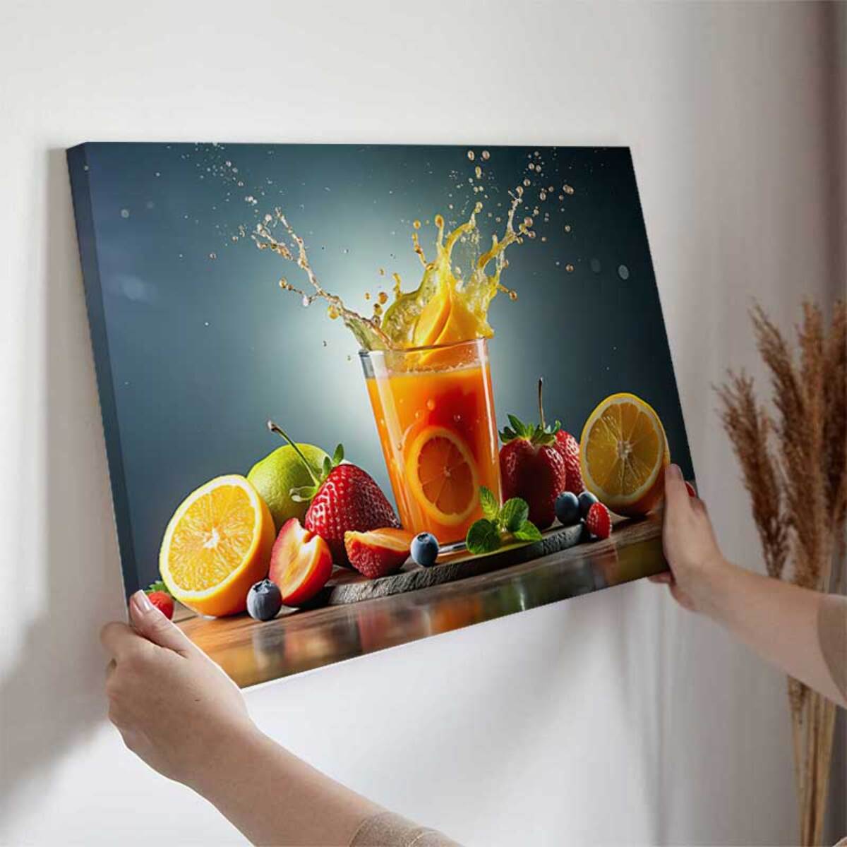 Tableau cocktail vitaminé éclaboussant Toile imprimée