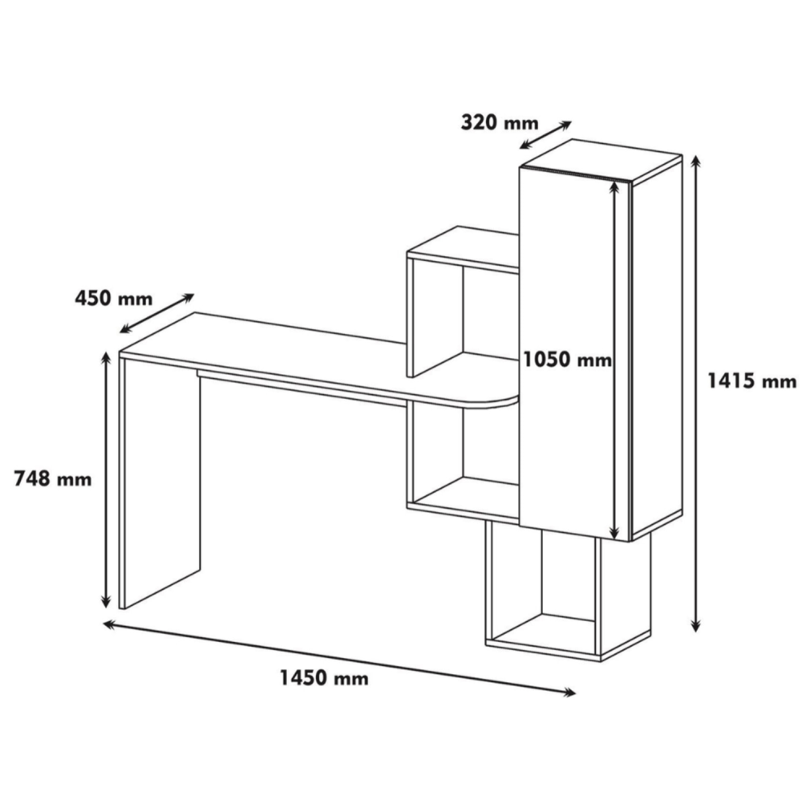 TINKA - Bureau fonctionnel 6 rangements - bois et blanc