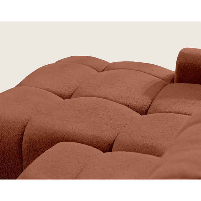 Yulin - Canapé d'angle gauche 4 places convertible avec coffre en tissu bouclette - Rouille