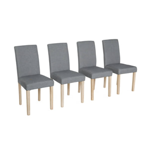 Lot de 4 chaises - Rita - chaises en tissu. pieds en bois cérusé. gris clairs