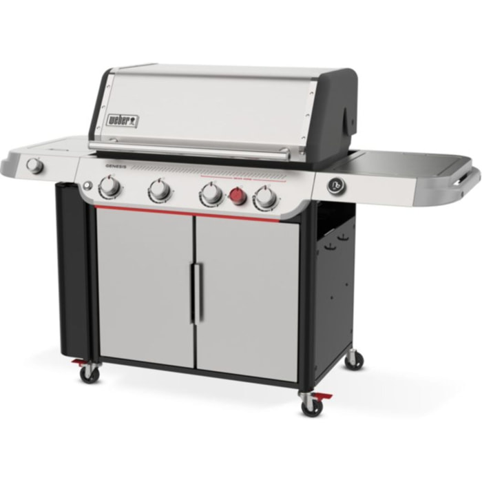Barbecue gaz WEBER Genesis SP-435 4 brûleurs réchaud latéral thermomètre digital sur chariot, 86x48 cm
