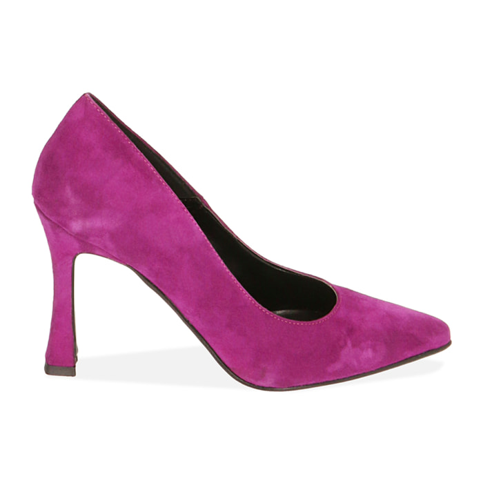 Décolleté fucsia in camoscio, tacco 10 cm