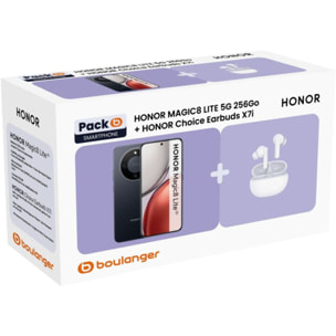 Smartphone HONOR Pack Magic 8 Lite 5G 256Go + Honor Choice Earbuds X7i Blanc