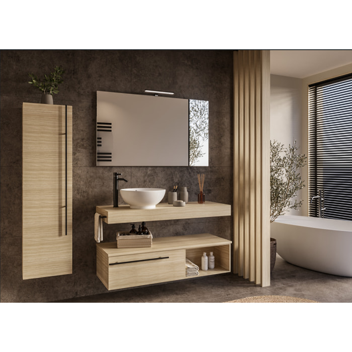 MOBILE DA BAGNO RIFLESSO 120 ROVERE NATURALE - 9 PEZZI