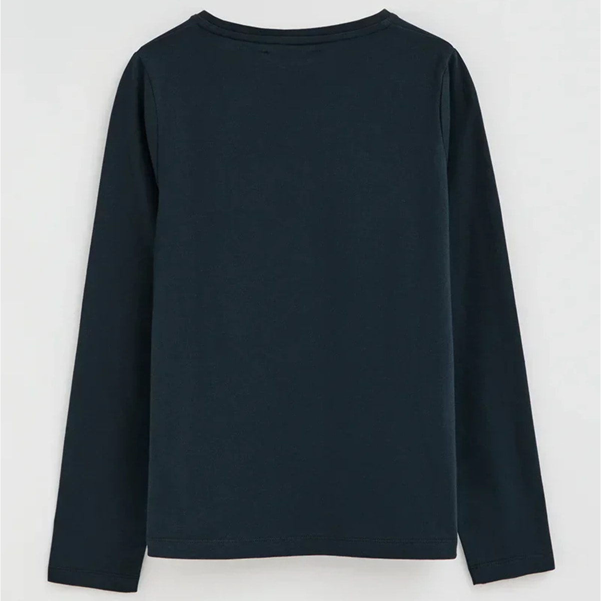 Camiseta azul marino de manga larga y cuello redondo con bordado Rigby Go