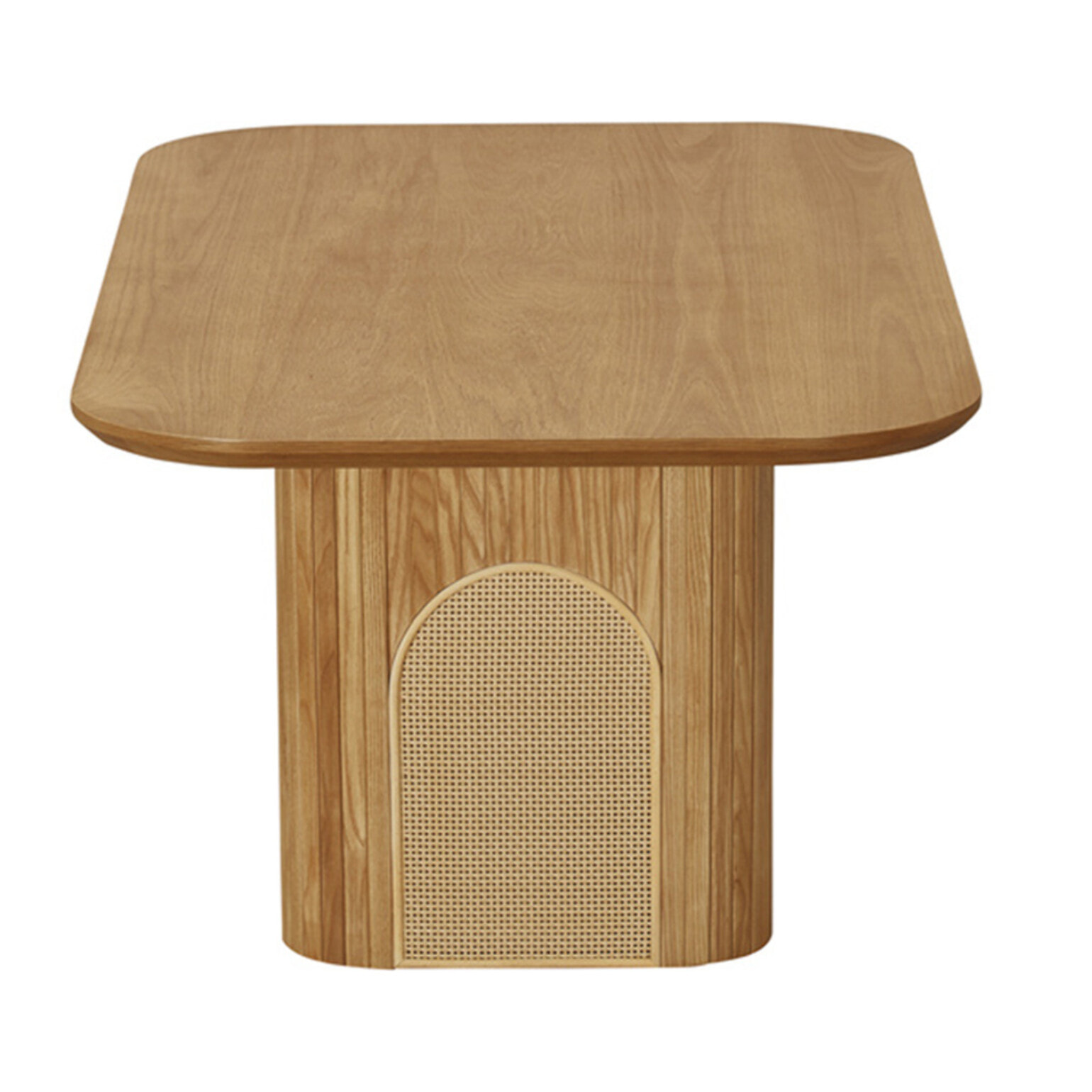 Milazzo - table basse - bois plaqué chêne et cannage - 120 cm - Bois