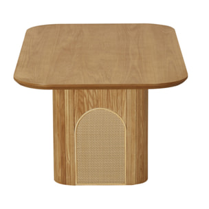 Milazzo - table basse - bois plaqué chêne et cannage - 120 cm - Bois