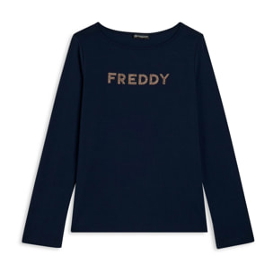 T-shirt a maniche lunghe in jersey con logo FREDDY in strass