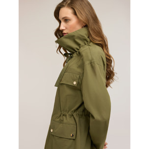 Motivi - Parka con cordón ajustable mezcla de algodón - Verde militare