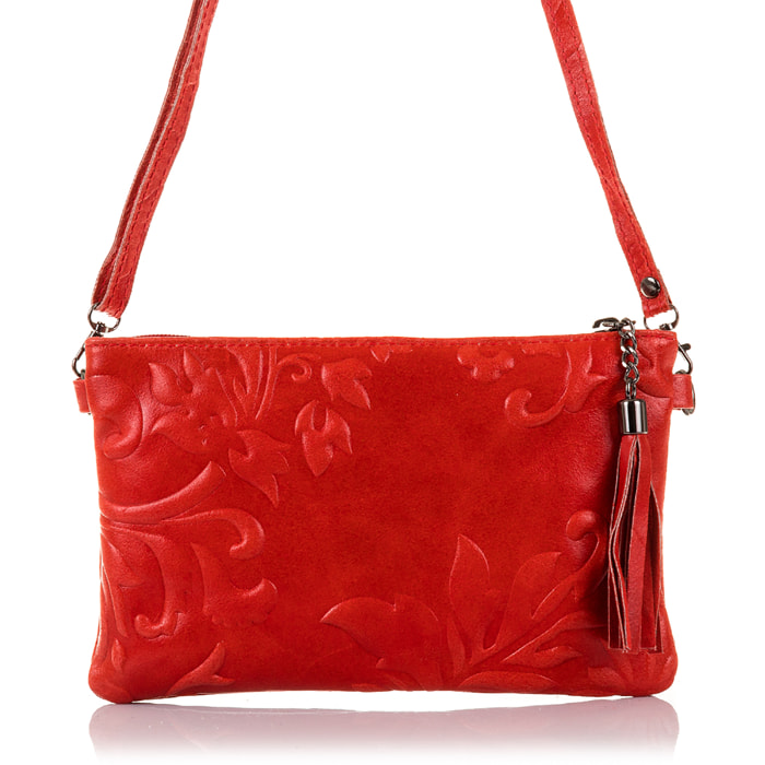Deanna Borsa a mano Donna.Pelle autentica Camoscio Incisa Fiori