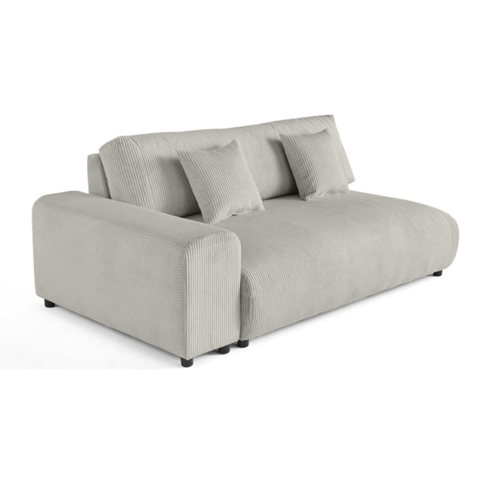 Garance - module d'assise 3 places avec accoudoir gauche - en velours côtelé - Gris clair