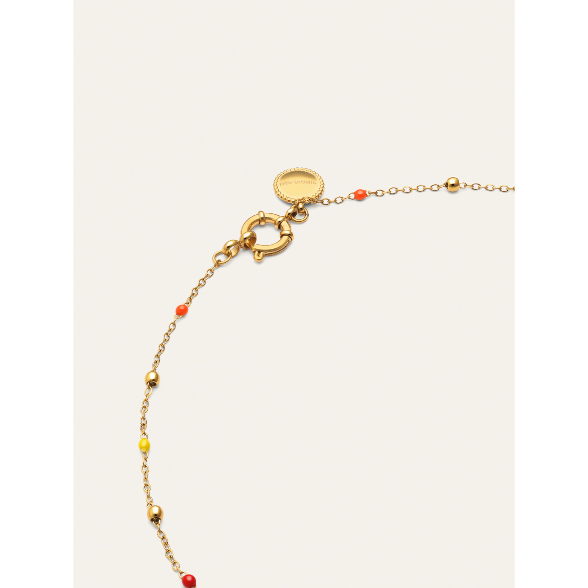 Collar Long Dots L Colors Enamel Acero Baño Oro