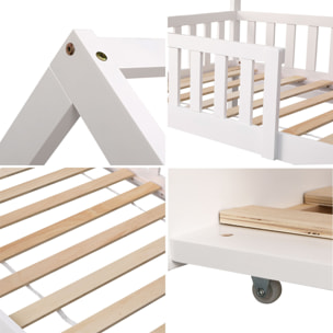 Lit cabane gigogne pour enfant 190x90cm blanc MARCEAU