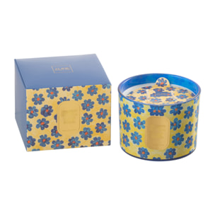 J-Line bougie parfumée Hapiness Blooms - White Musk Violet - bleu/jaune - small - 30H