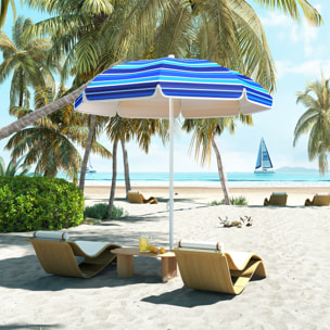 Sombrilla de Playa Grande Ø180 cm Sombrilla de Terraza Exterior Plegable con Ángulo Ajustable Protección UV50+ Impermeable Mástil de Ø32 mm Multicolor