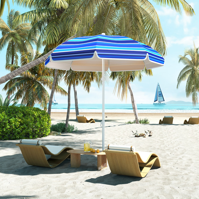 Sombrilla de Playa Grande Ø180 cm Sombrilla de Terraza Exterior Plegable con Ángulo Ajustable Protección UV50+ Impermeable Mástil de Ø32 mm Multicolor