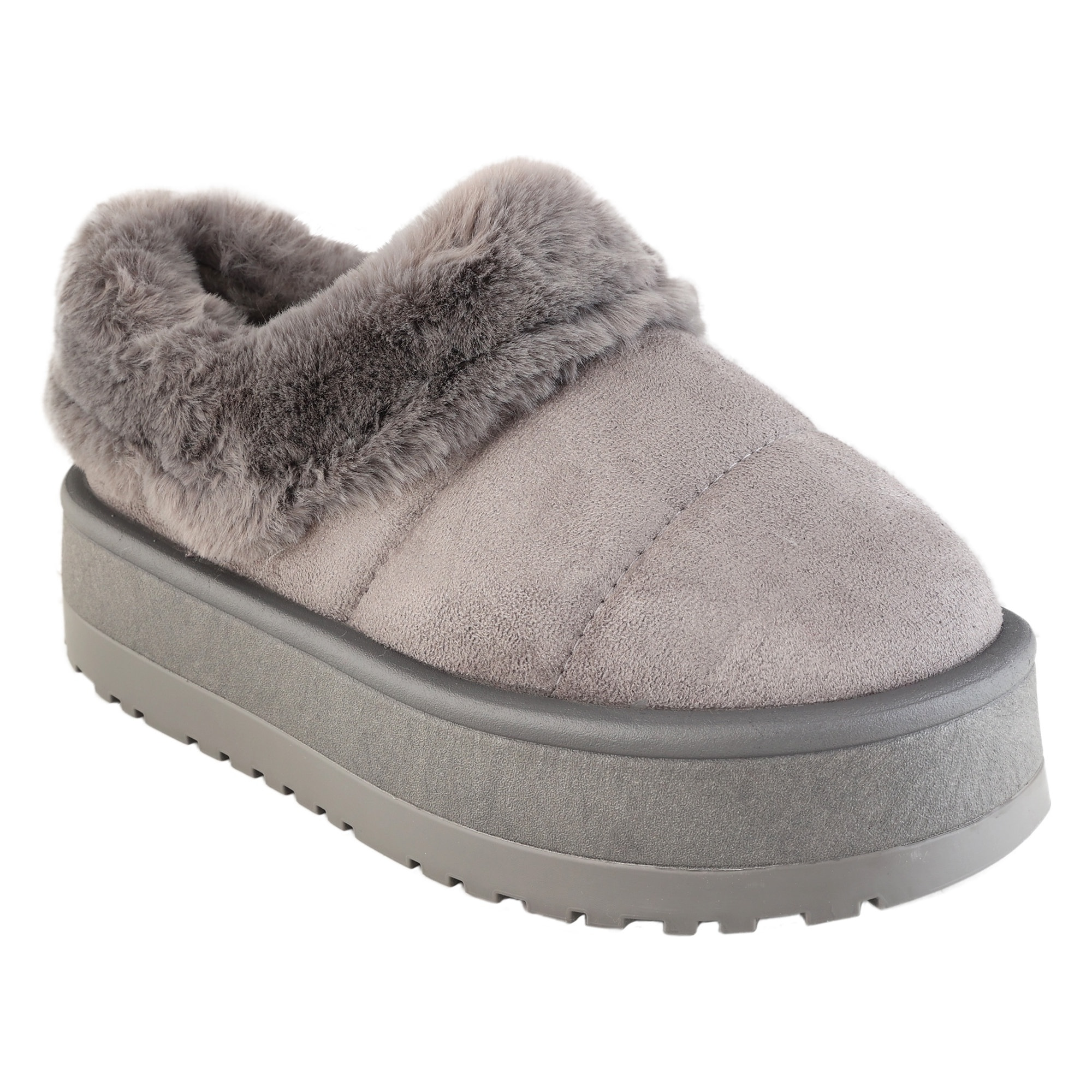 Ciabatte in simil camoscio imbottite con platform