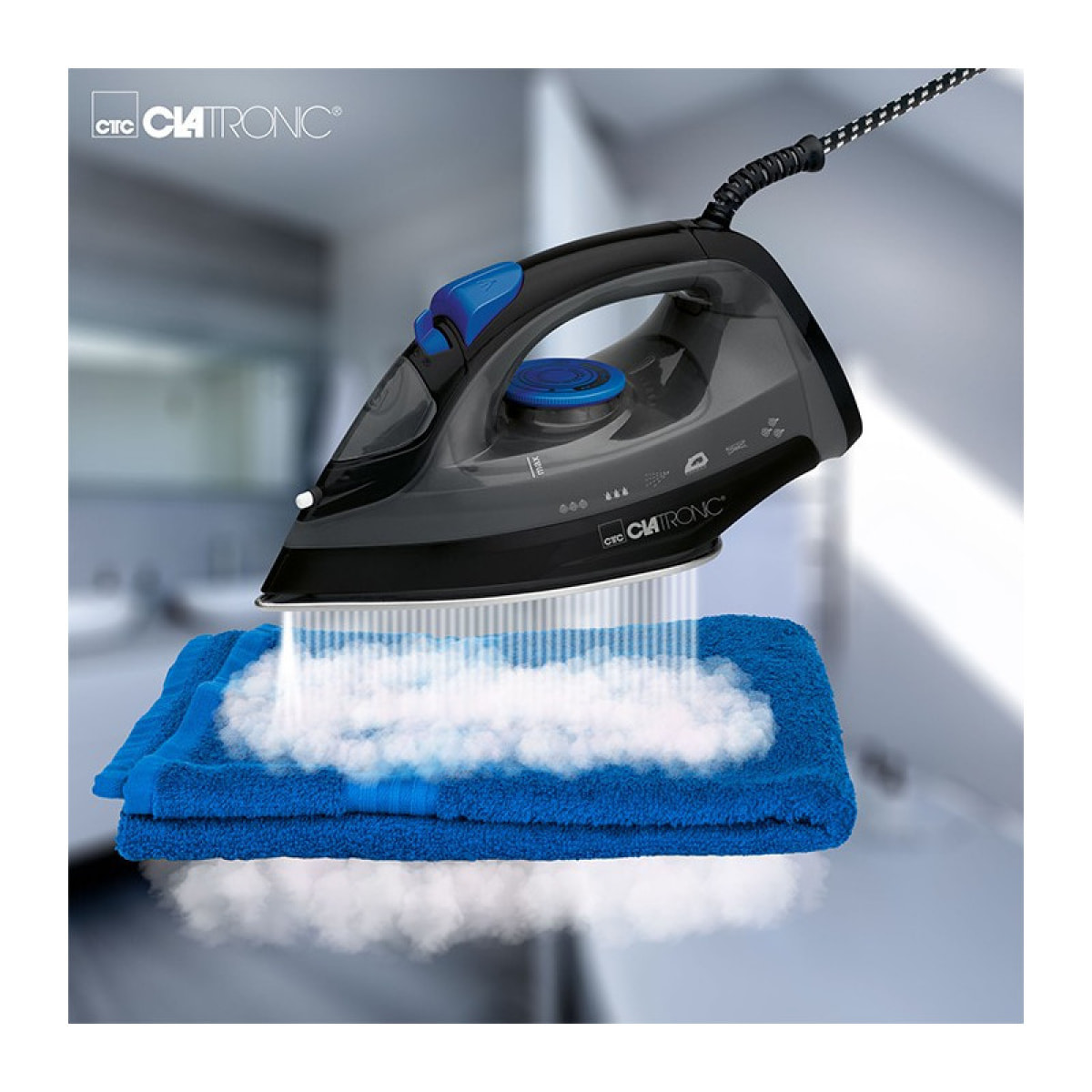 Fer à repasser vapeur avec 7 fonctions 1800W Clatronic DB 3703 Noir/bleu
