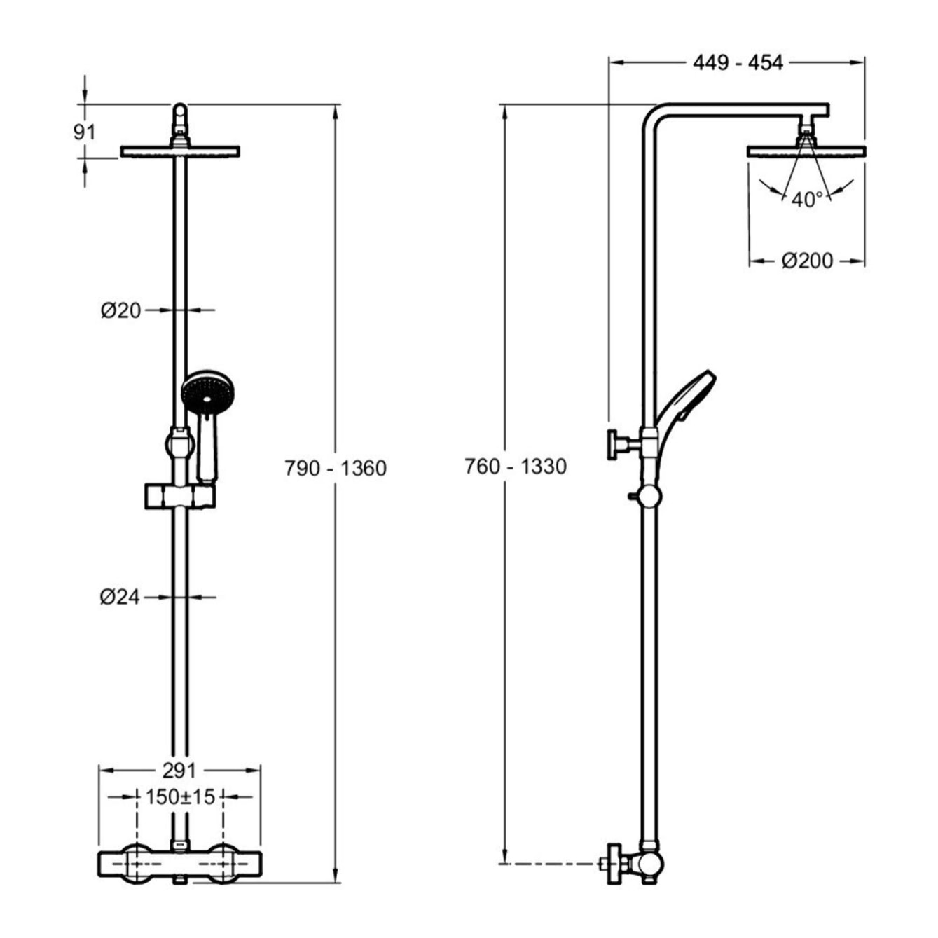 Colonne de douche thermostatique Simone 4 jets