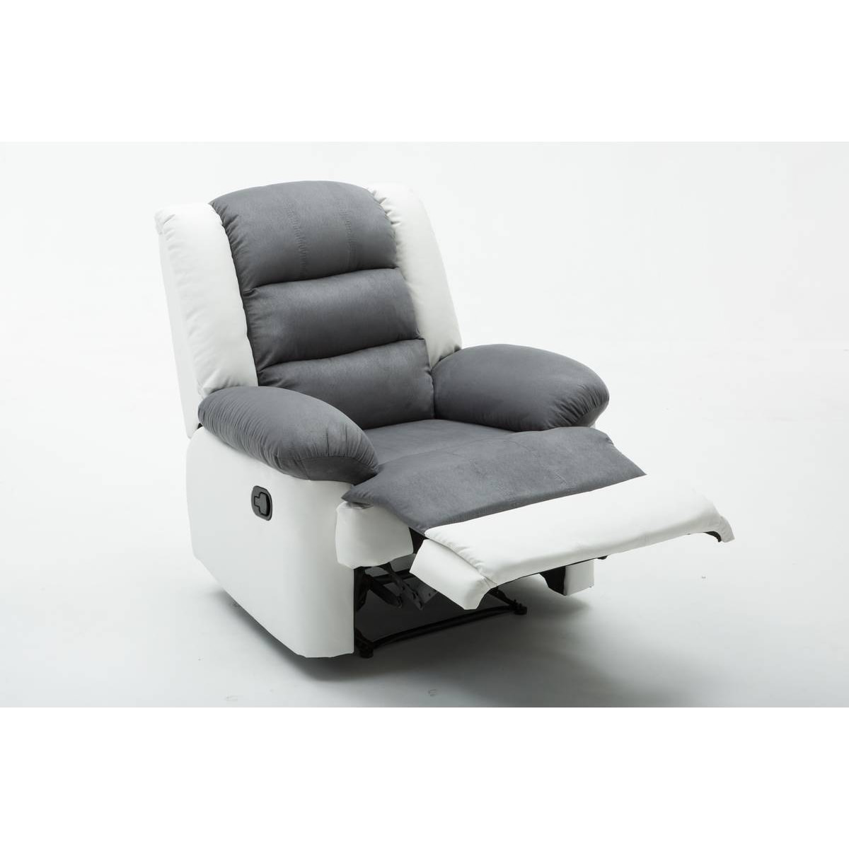 Fauteuil relax "Buckingham" - 85 x 93 x 100 cm - Blanc / Gris clair