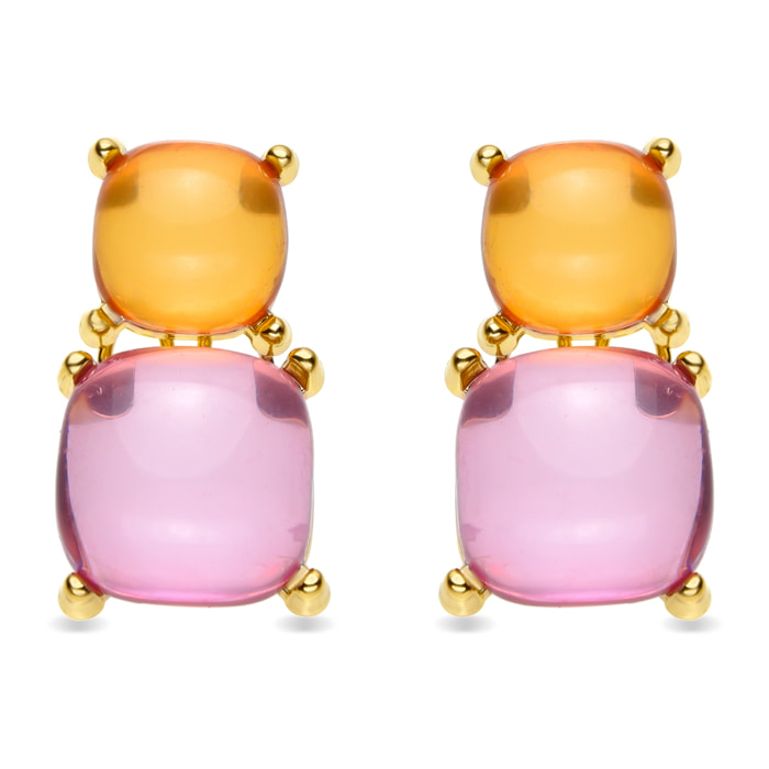 Pendientes de Cristal Multicolor acabados en oro amarillo de 18k