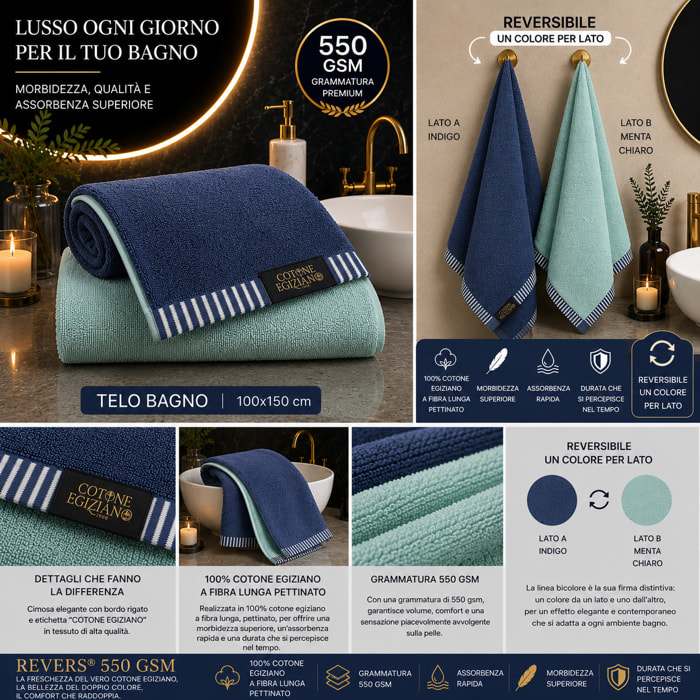 COTONE EGIZIANO Telo bagno Reverse in cotone egiziano 550 gr_Black Gold