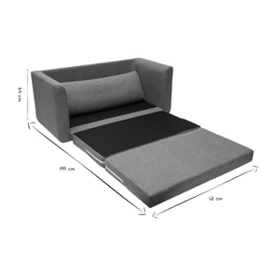Canapé convertible 2 places en tissu vert de gris LEON