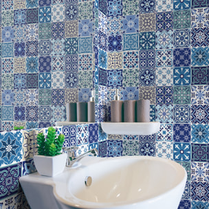 Stickers muraux - Sticker Mural Carrelage adhésif Cuisine Salle de Bain - 24 STICKERS CARRELAGES AZULEJOS SACRANIO