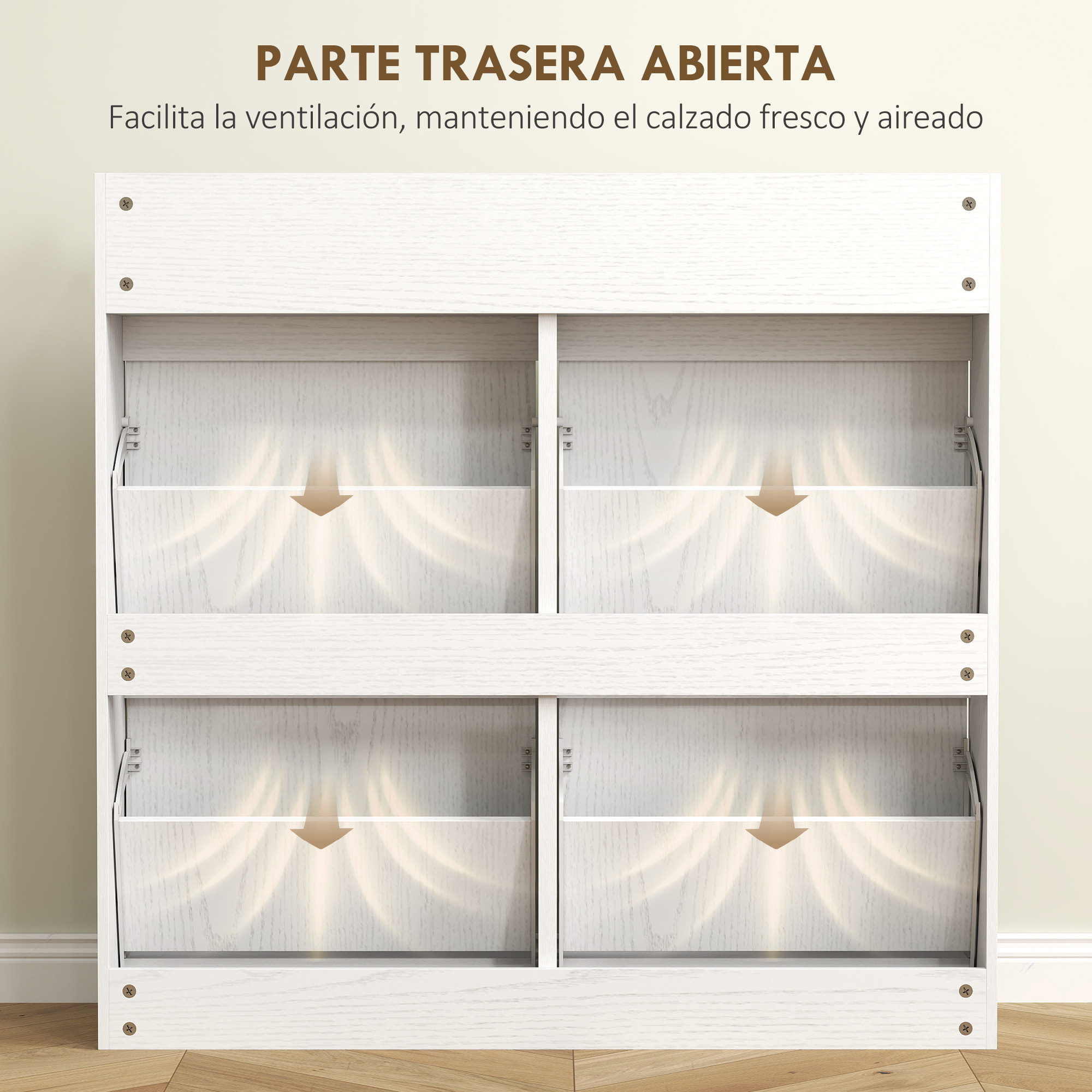 Zapatero Estrecho con 4 Puertas Abatibles Zapatero Entrada Recibidor con 2 Cajones para 8 Pares de Zapatos para Pasillo Espacios Reducidos 98x19,2x95,3 cm Blanco