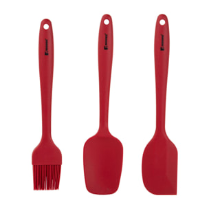 Set 3pzs Utensilios Cocina: 1 Pincel (26,3 x 4,1 Cm) + 1 Cuchara (27 x 5,5 Cm) + 1 Espátula (27 x 5,5 Cm) Silicona Maroon Bergner