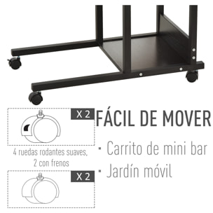 Mesa Auxiliar de Sofá con 4 Ruedas 80x40x75-85 cm Negro