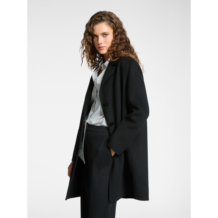 Elena Mirò - Cappotto sartoriale in tessuto double - Nero