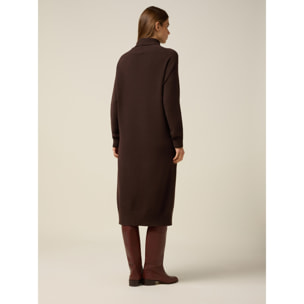 Oltre - Vestido oversize cuello alto de punto - Marrón