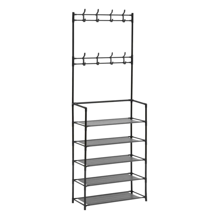 Vestiaire "Intissa" 5 étagères en acier noir H170cm