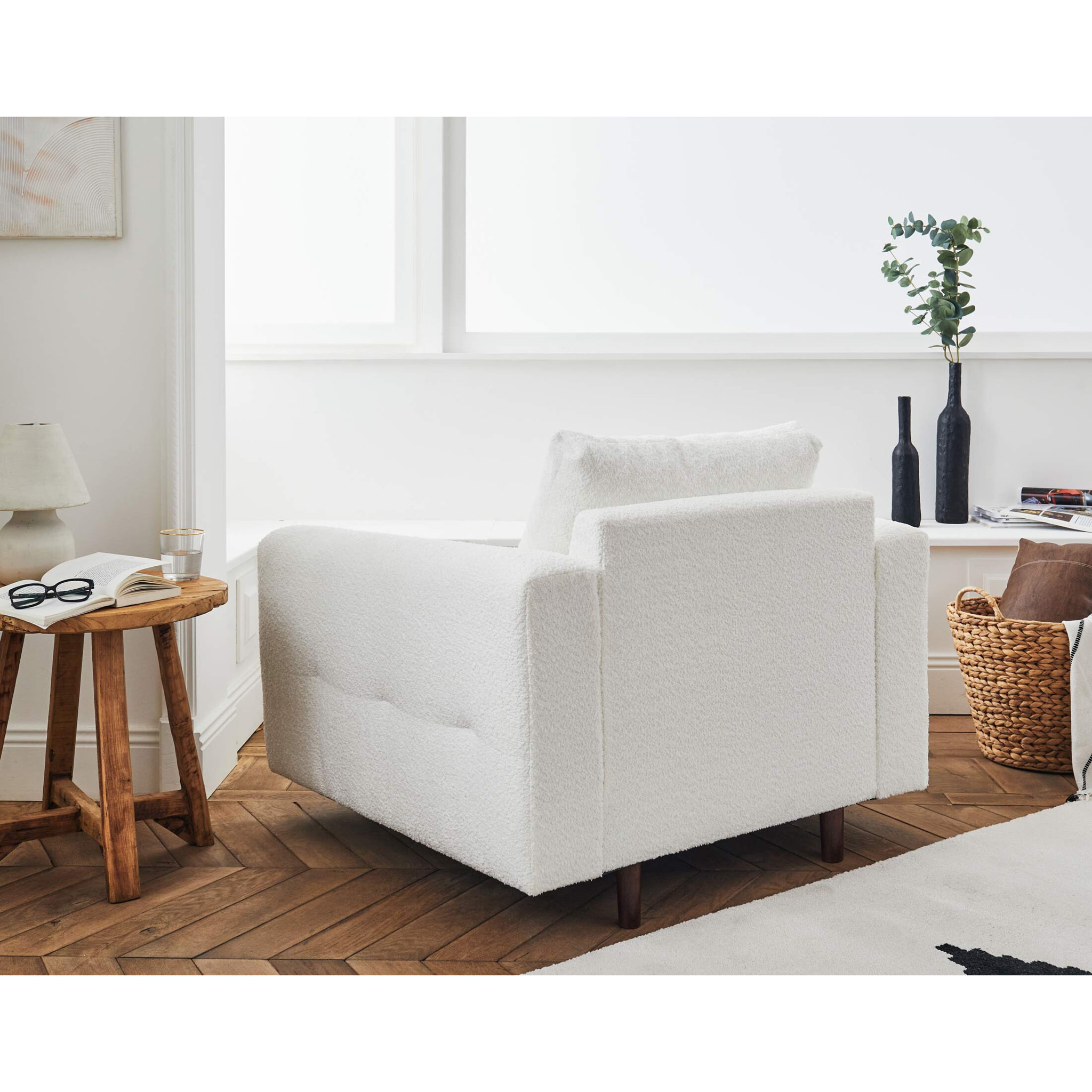 Rune - fauteuil - en tissu bouclette - Blanc