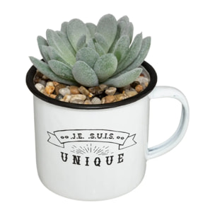 Plante artificielle - mug en métal - H10 - 5 cm